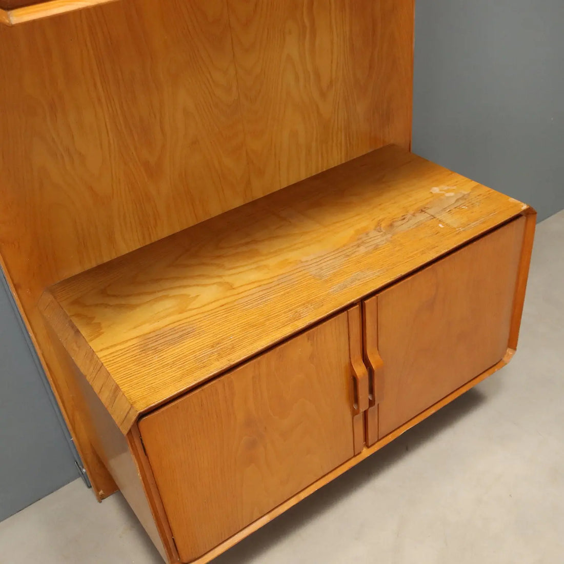 Vintage Cabinet Maple Flap Door Design Italy 1960s