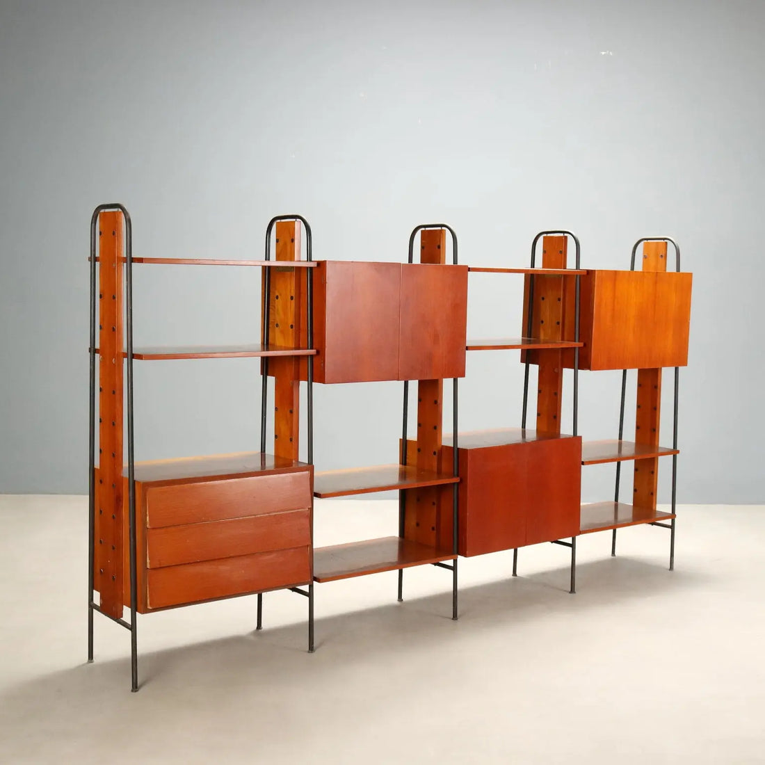 Vintage 1960s Teak and Metal Bookshelf