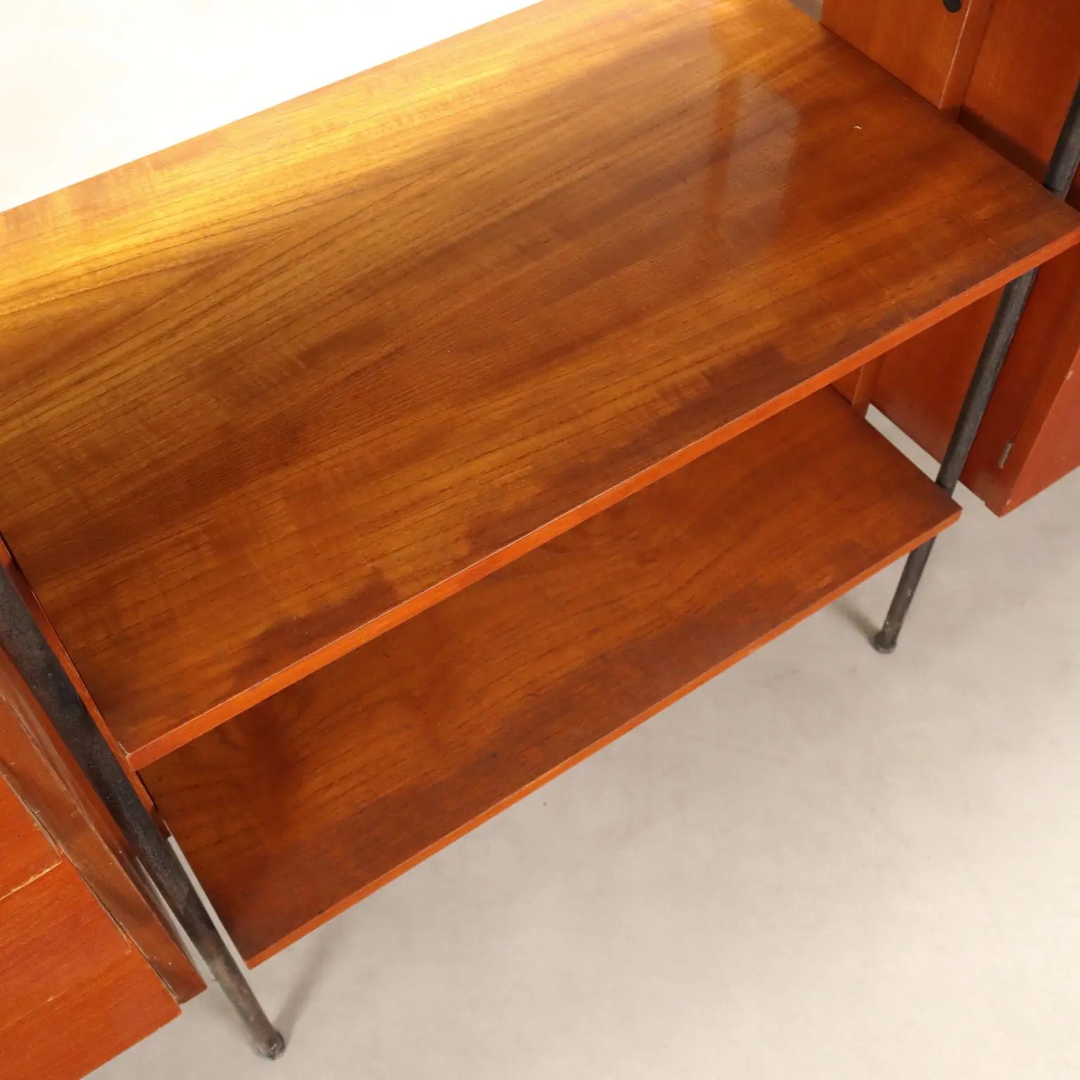 Vintage 1960s Teak and Metal Bookshelf