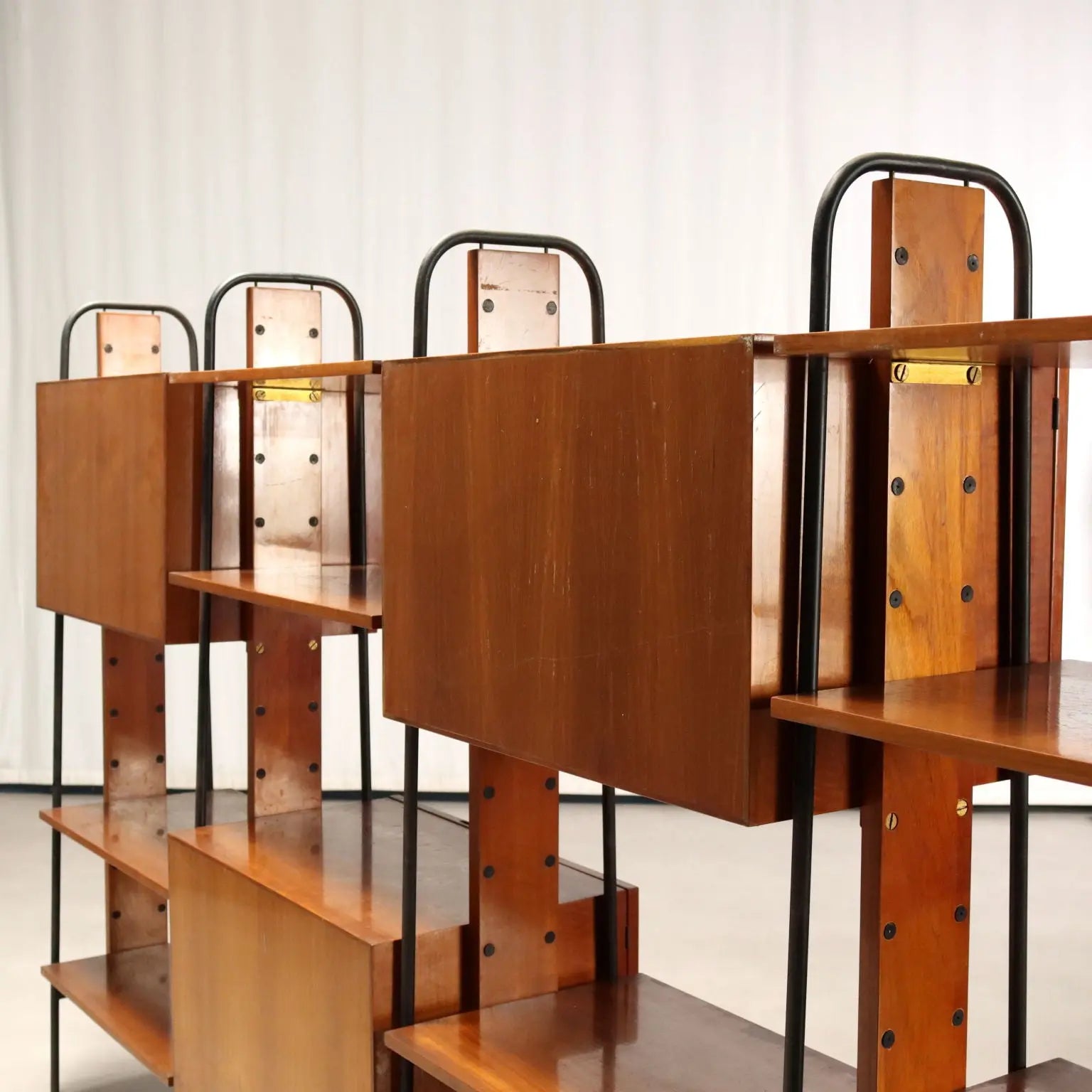 Vintage 1960s Teak and Metal Bookshelf