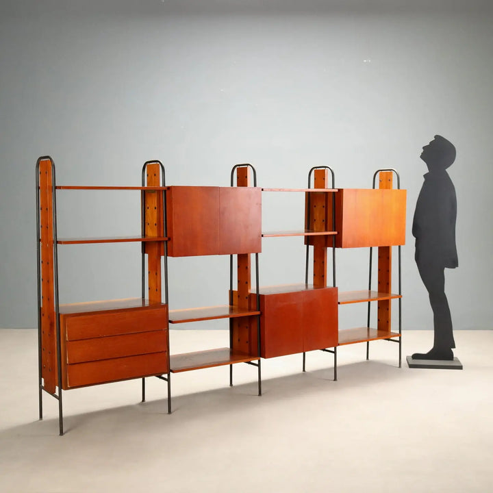 Vintage 1960s Teak and Metal Bookshelf