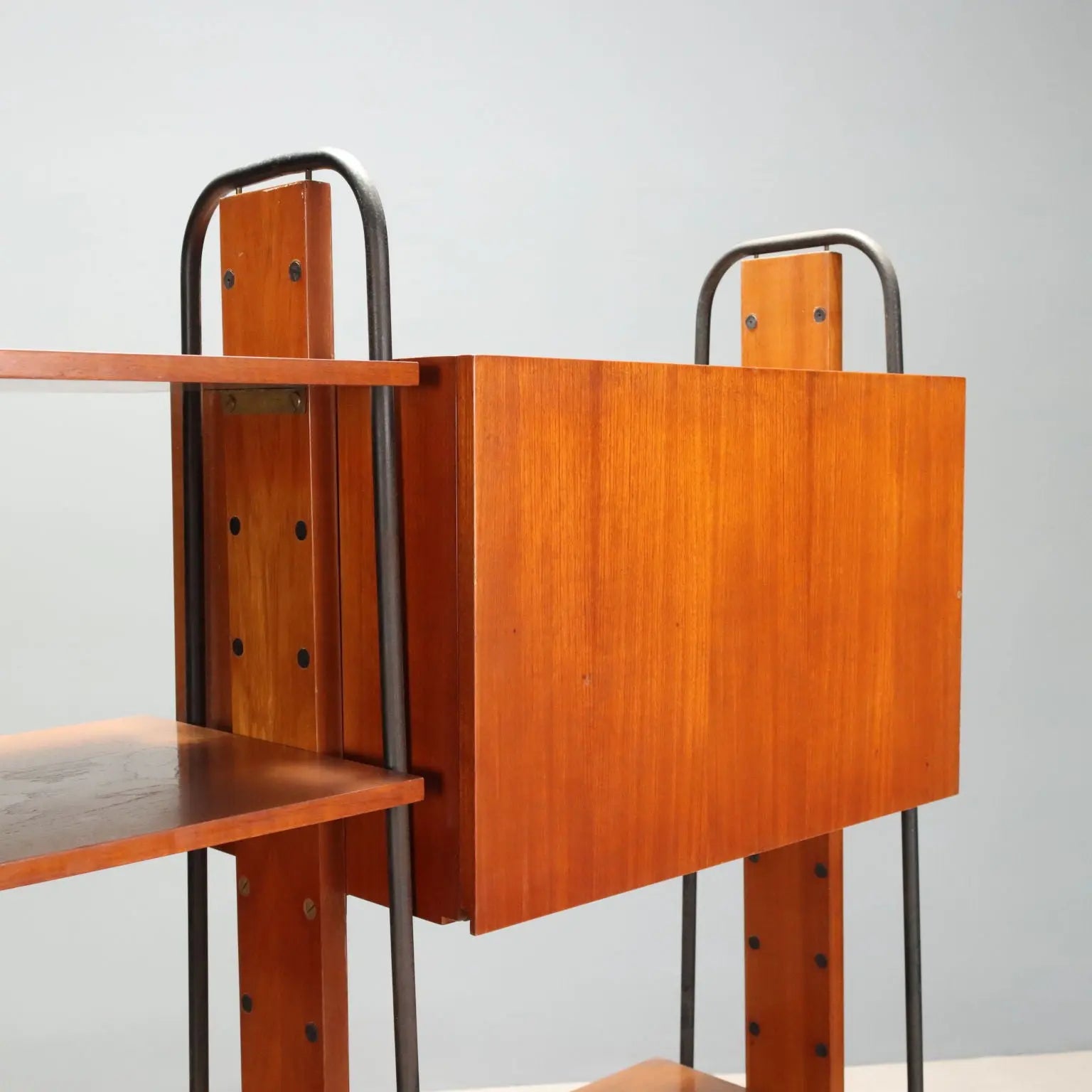 Vintage 1960s Teak and Metal Bookshelf