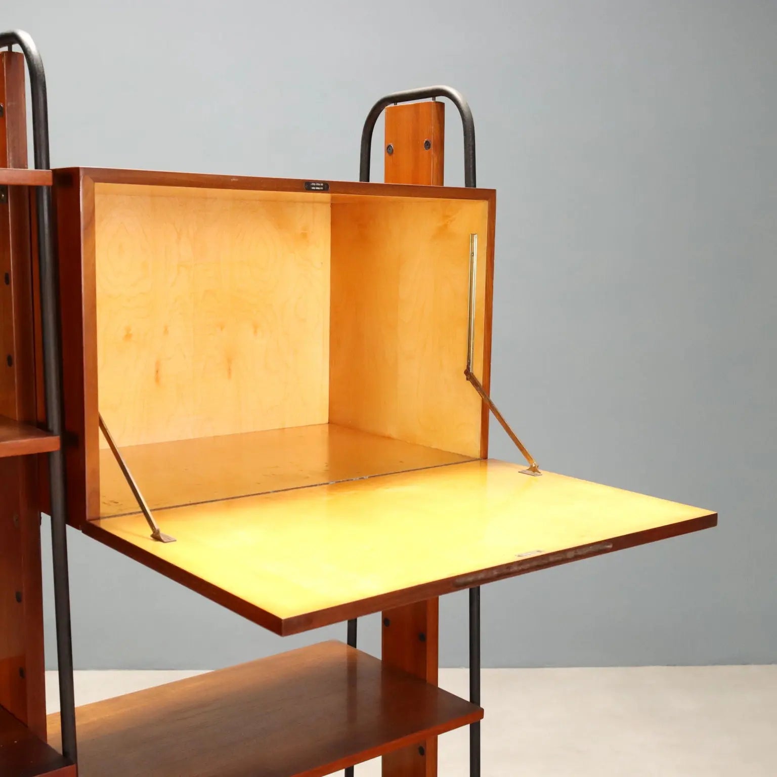Vintage 1960s Teak and Metal Bookshelf