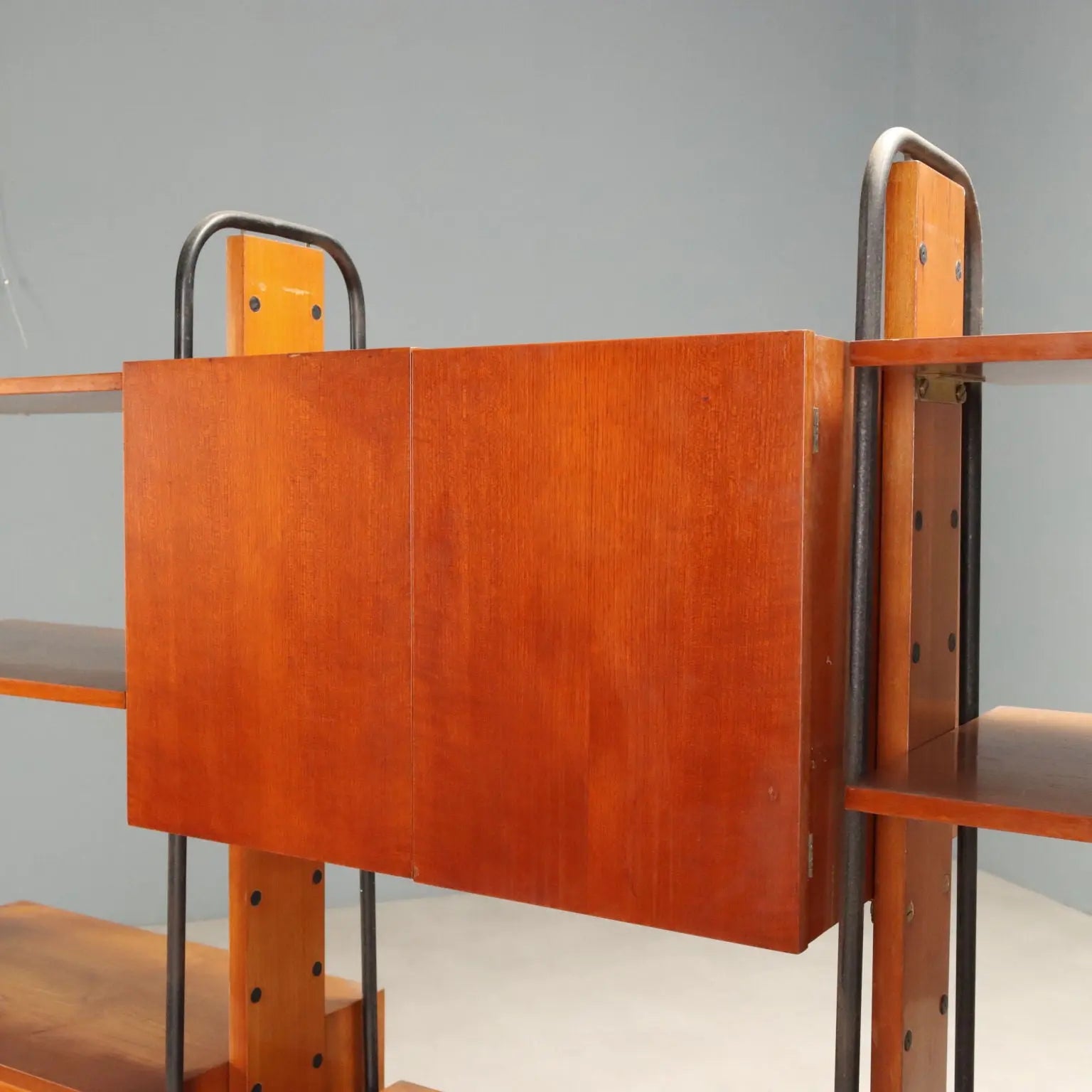 Vintage 1960s Teak and Metal Bookshelf