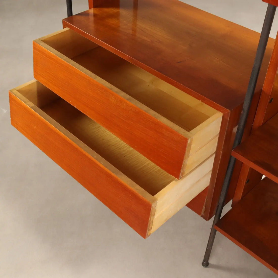 Vintage 1960s Teak and Metal Bookshelf