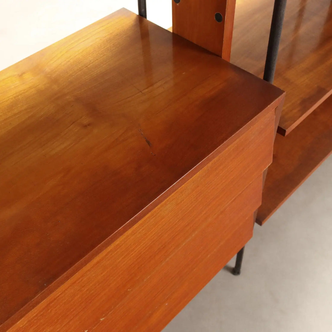 Vintage 1960s Teak and Metal Bookshelf