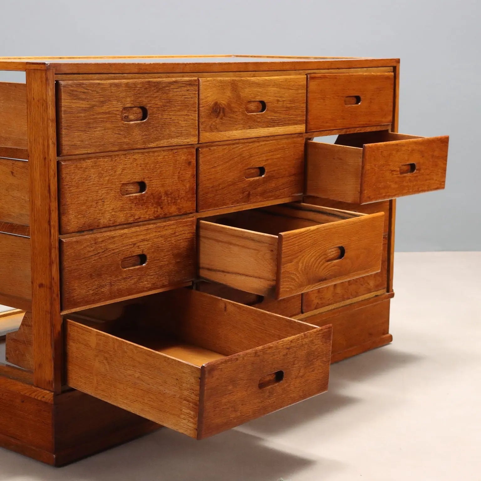 Vintage Oak and Glass Display Cabinet 1940s
