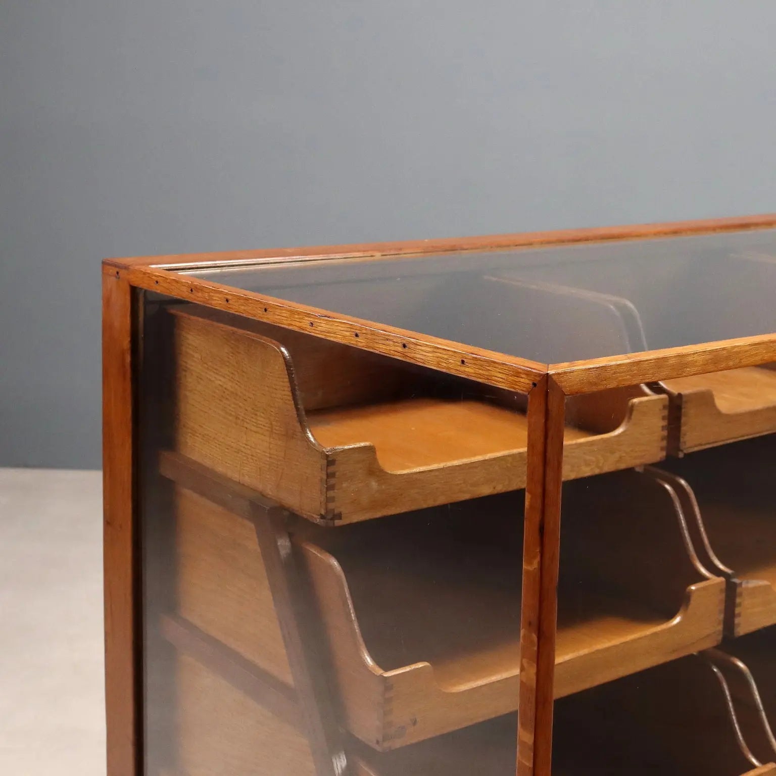 Vintage Oak and Glass Display Cabinet 1940s