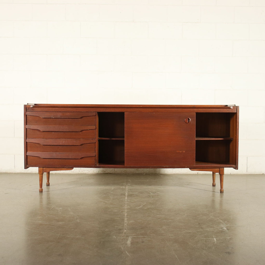 Vintage Sideboard Teak Veneer Drawers Italy 1960s | Modernism  Furnitures
