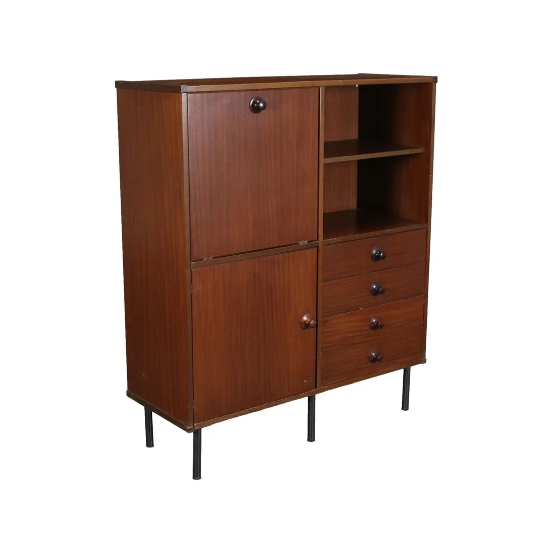 Highboard Metal Mahogany Veneer Italy 1960s | Modernism | Furnitures