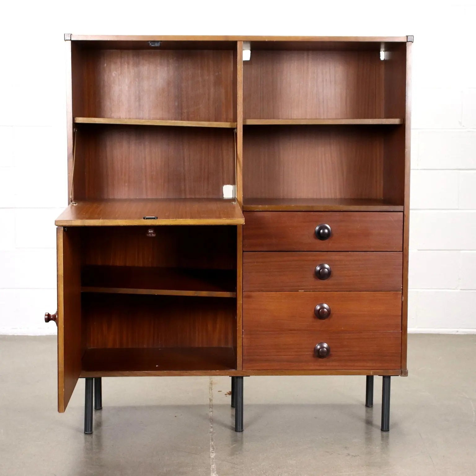 Highboard Metal Mahogany Veneer Italy 1960s | Modernism | Furnitures