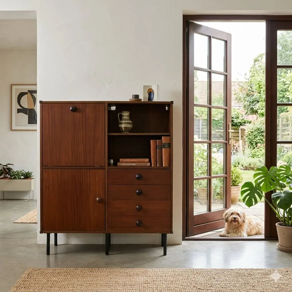 Highboard Metal Mahogany Veneer Italy 1960s | Modernism | Furnitures