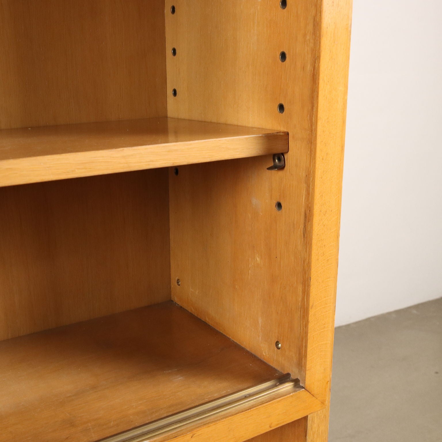 Vintage Bookcase from the 1950s Oak Veneered Wood Glass | Modernism  Bookcases
