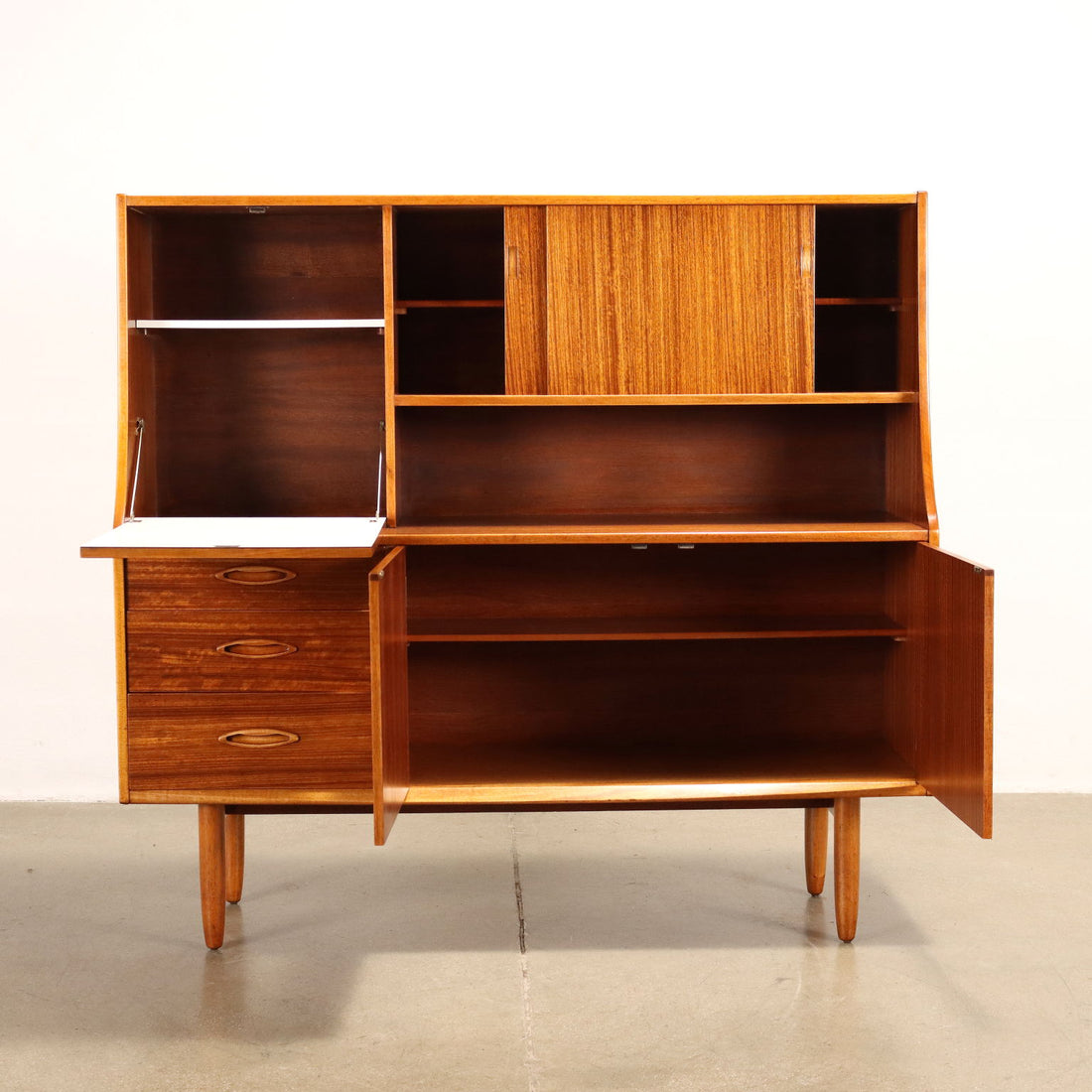 Vintage Cupboard Teak Veneered Wood Hinged Doors 1960s | Modernism  Furnitures