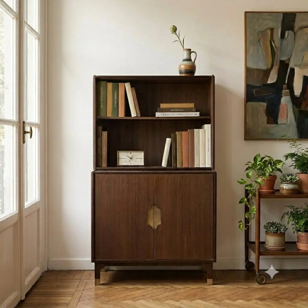 Vintage Cupboard Aluminium Exotic Wood Design Italy 1960s