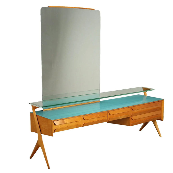 Vintage 1950s Cabinet with Vanity Table Maple and Glass | Modernism  Furnitures