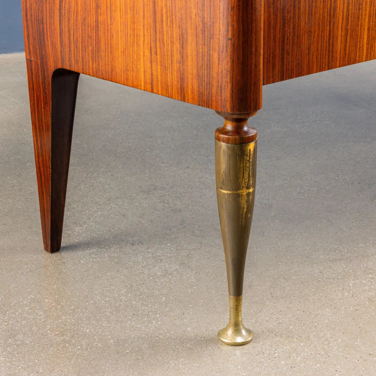Vintage Drop-Leaf Cabinet Exotic Wood Brass Design 1950s | Modernism  Furnitures