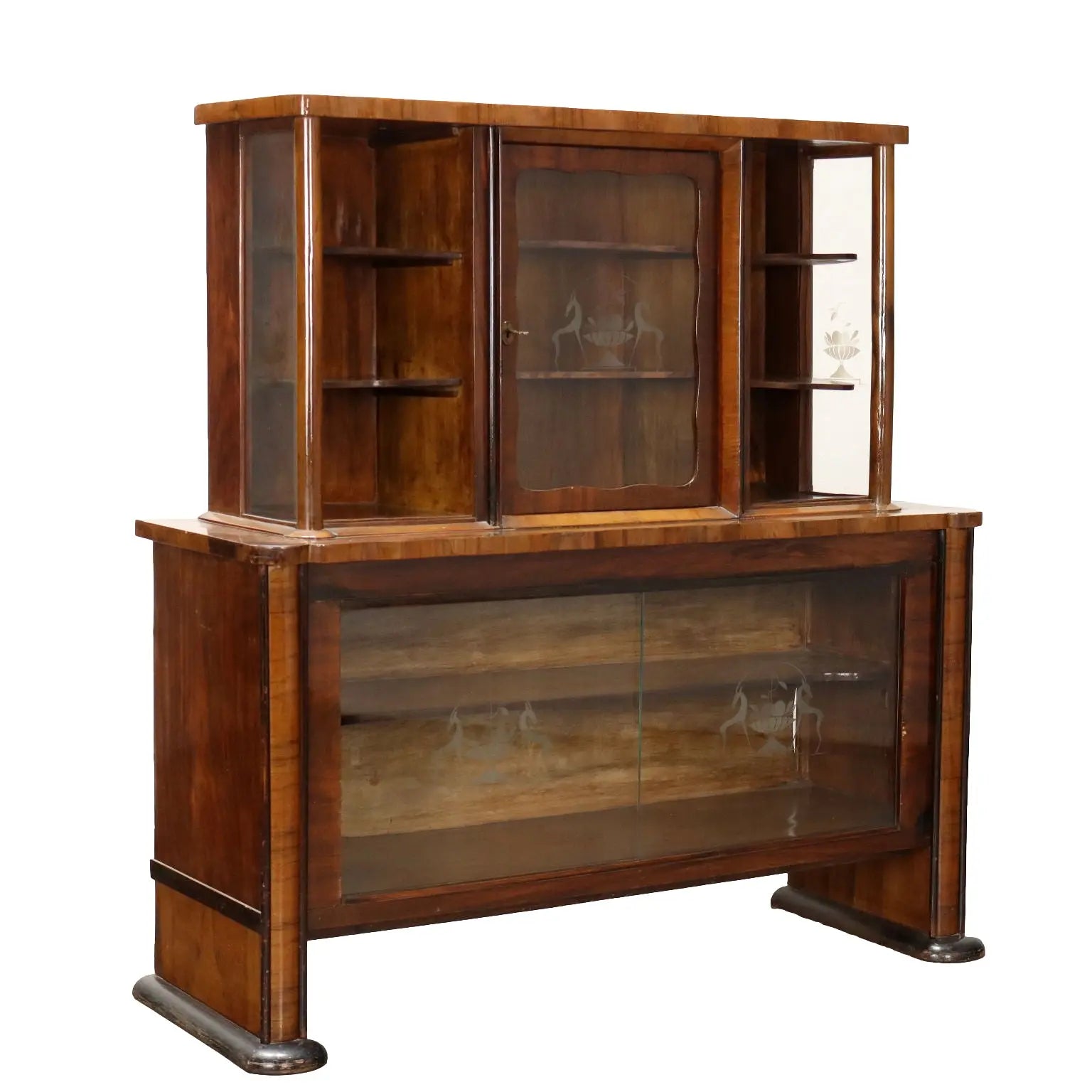 Vintage 1920s-30s Display Cabinet Walnut Italy | Modernism | Furnitures