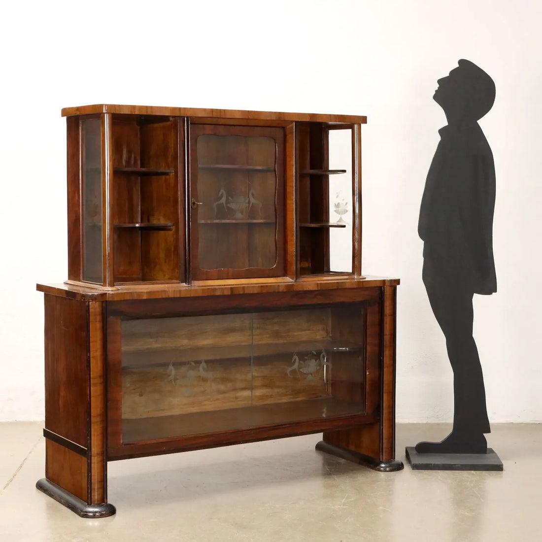 Vintage 1920s-30s Display Cabinet Walnut Italy | Modernism | Furnitures