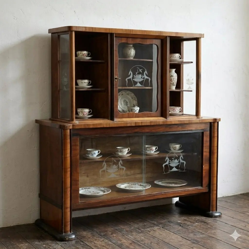 Vintage 1920s-30s Display Cabinet Walnut Italy | Modernism | Furnitures