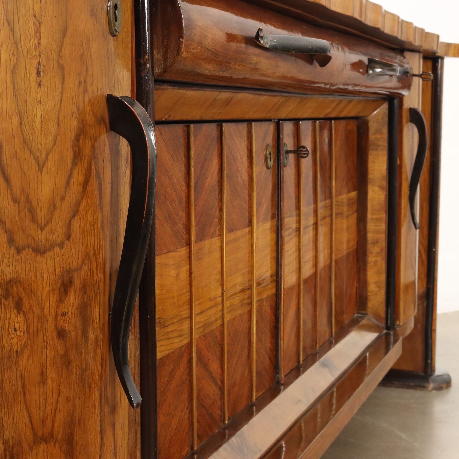 Vintage Cupboard with Upper Part Walnut Italy 1920s-1930s | Modernism  Furnitures