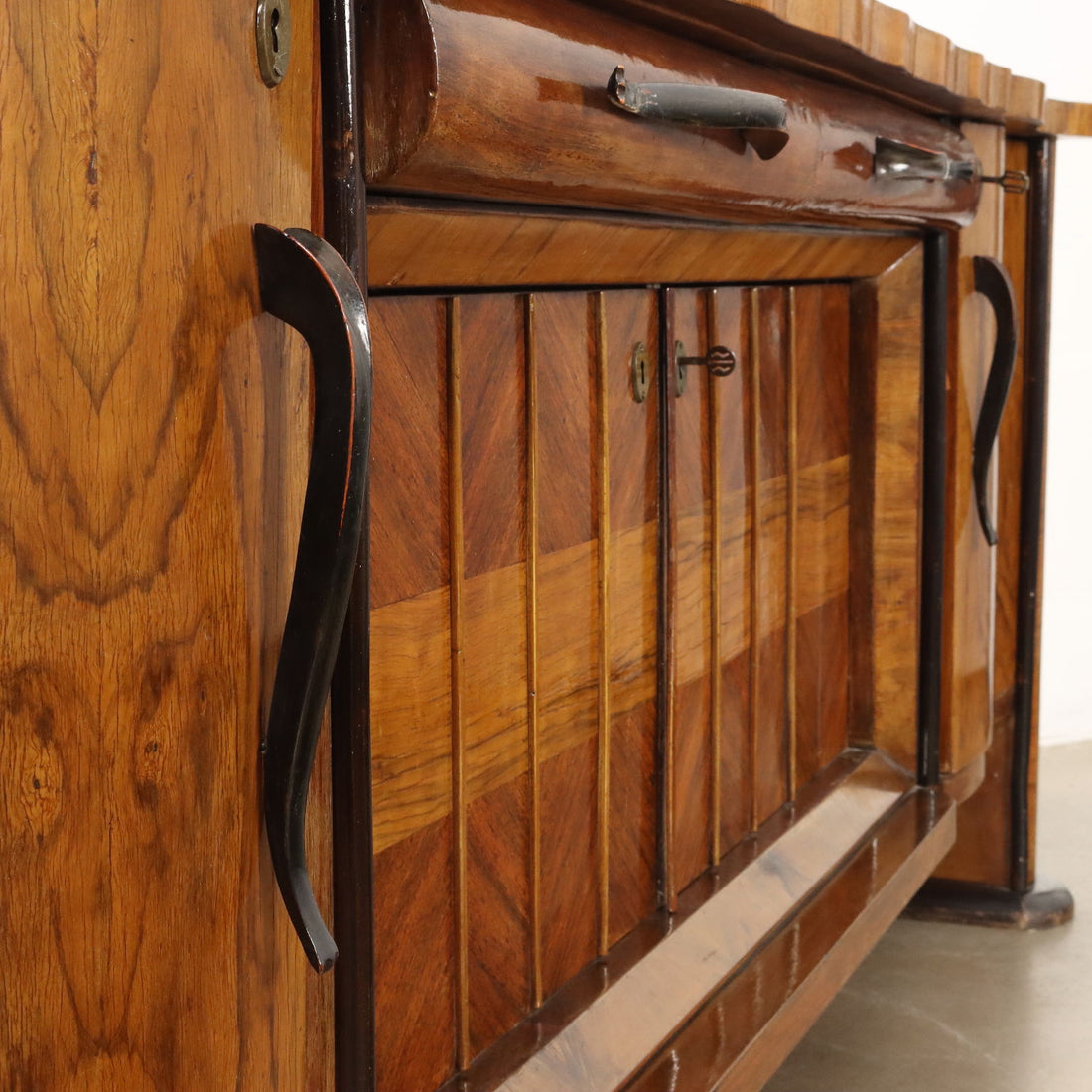 Vintage Cupboard with Upper Part Walnut Italy 1920s-1930s | Modernism  Furnitures