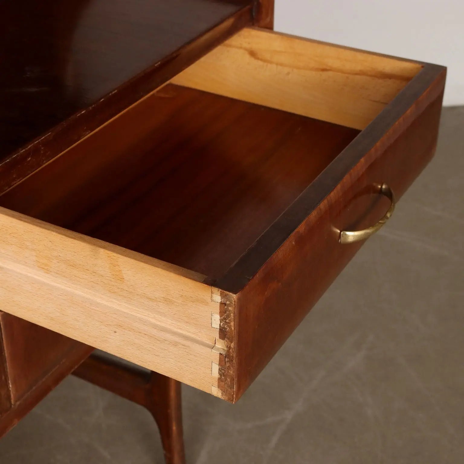 Vintage 1950s-60s Cabinet 4 Drawers Wood Brass Italy | Modernism | Furnitures