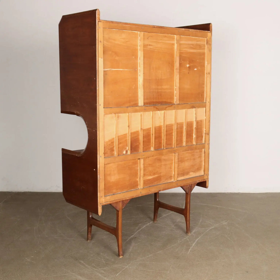 Vintage 1950s-60s Cabinet 4 Drawers Wood Brass Italy | Modernism | Furnitures
