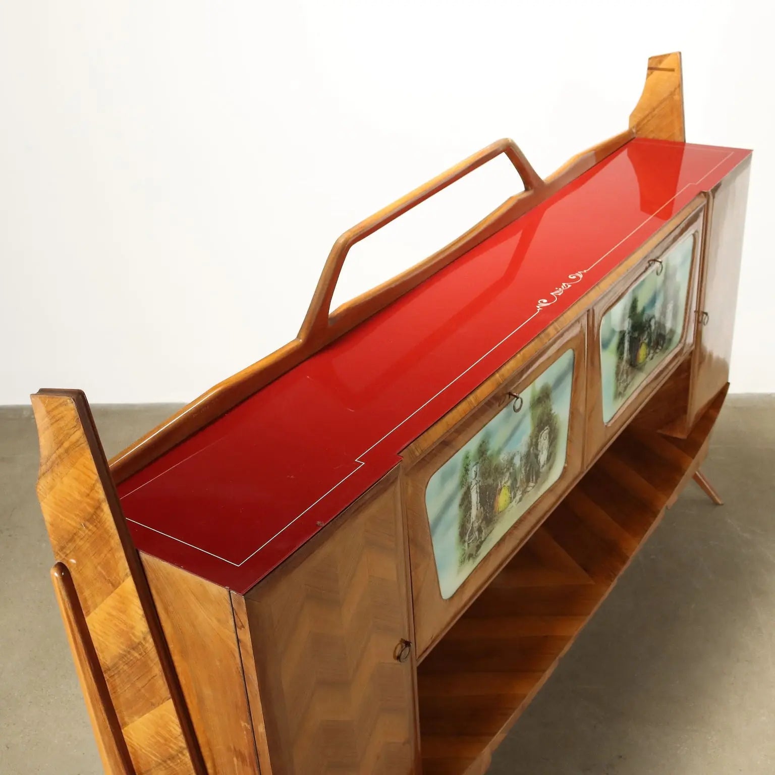 Vintage Cupboard Walnut Veneer Glas Italy 1950s-1960s | Modernism | Furnitures