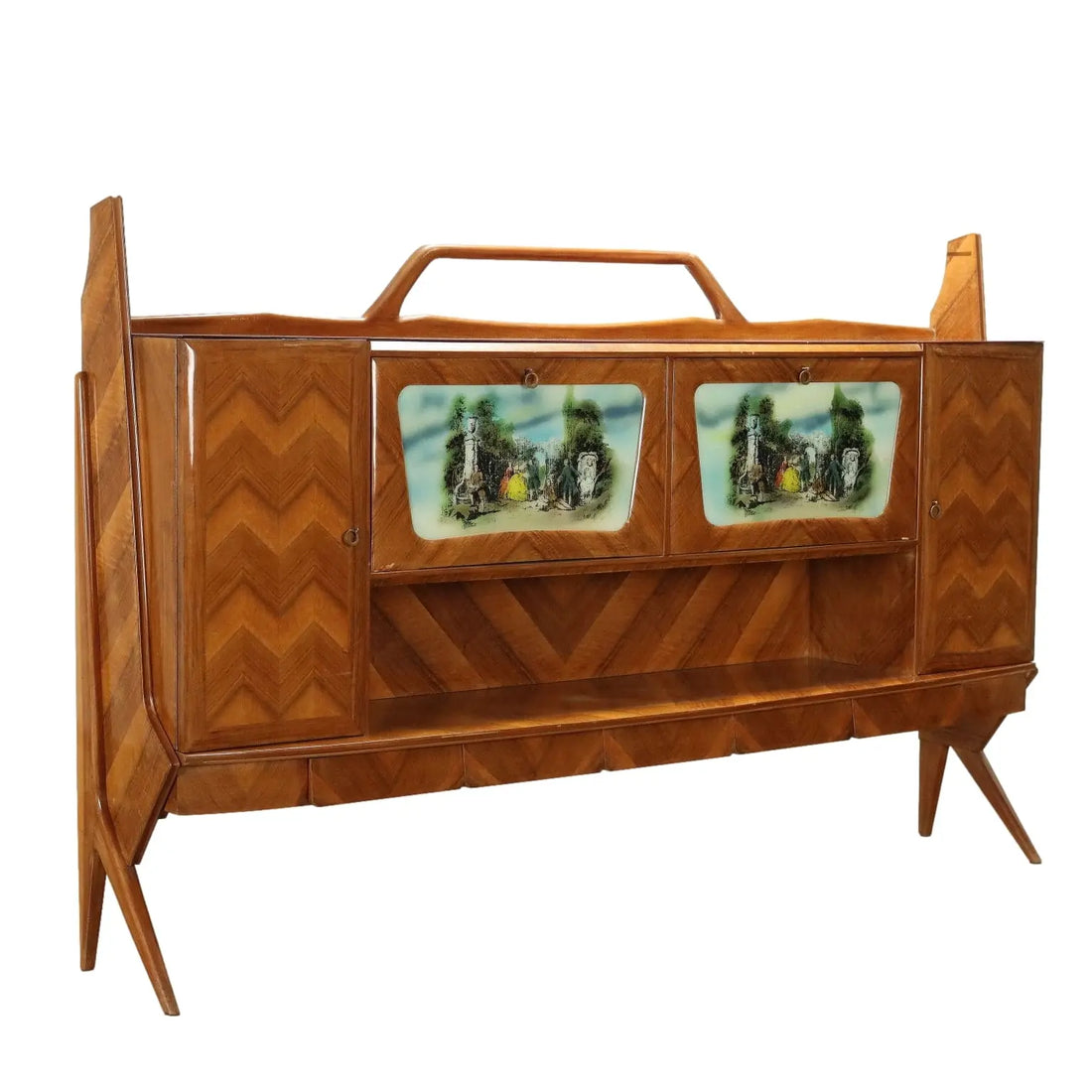 Vintage Cupboard Walnut Veneer Glas Italy 1950s-1960s | Modernism | Furnitures