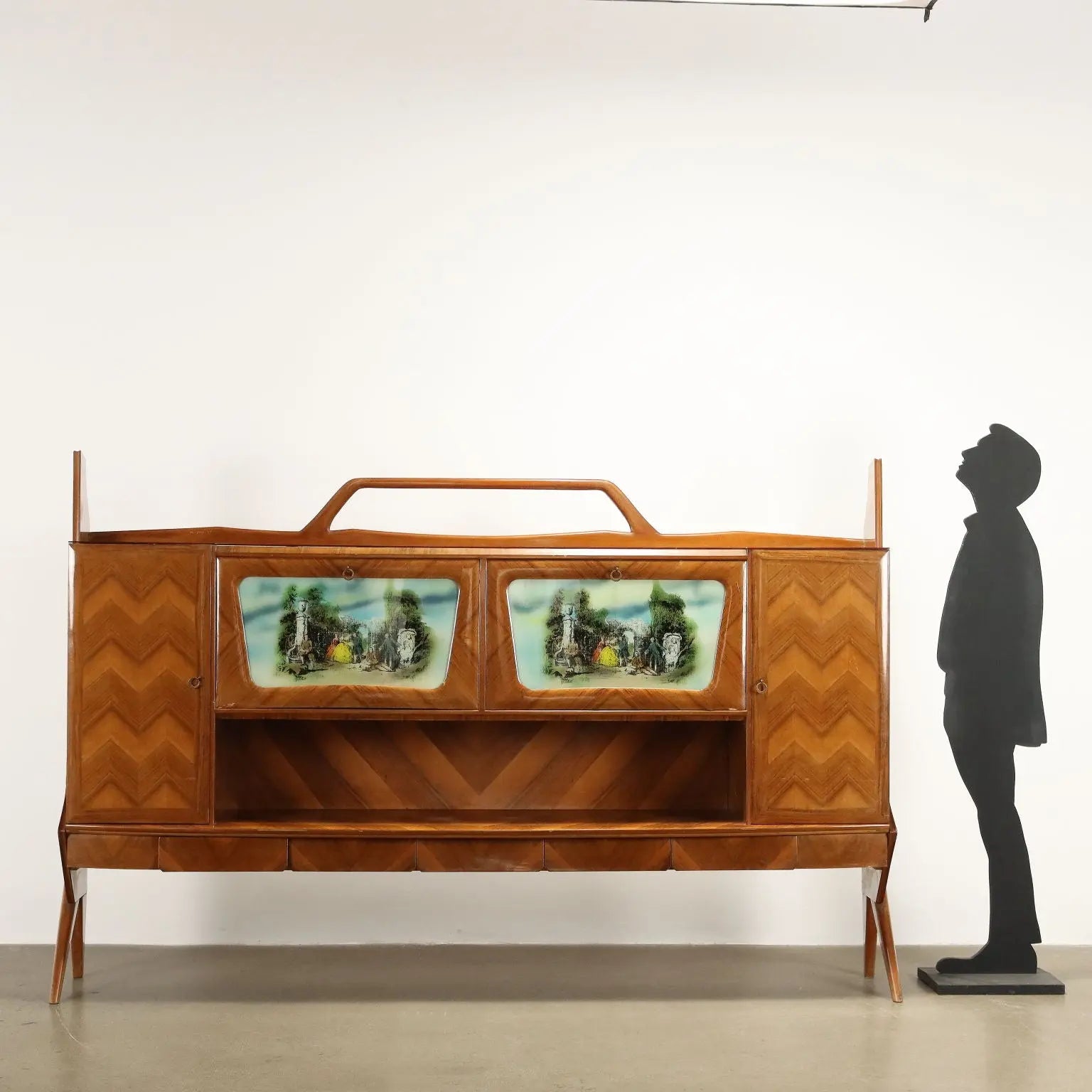 Vintage Cupboard Walnut Veneer Glas Italy 1950s-1960s | Modernism | Furnitures