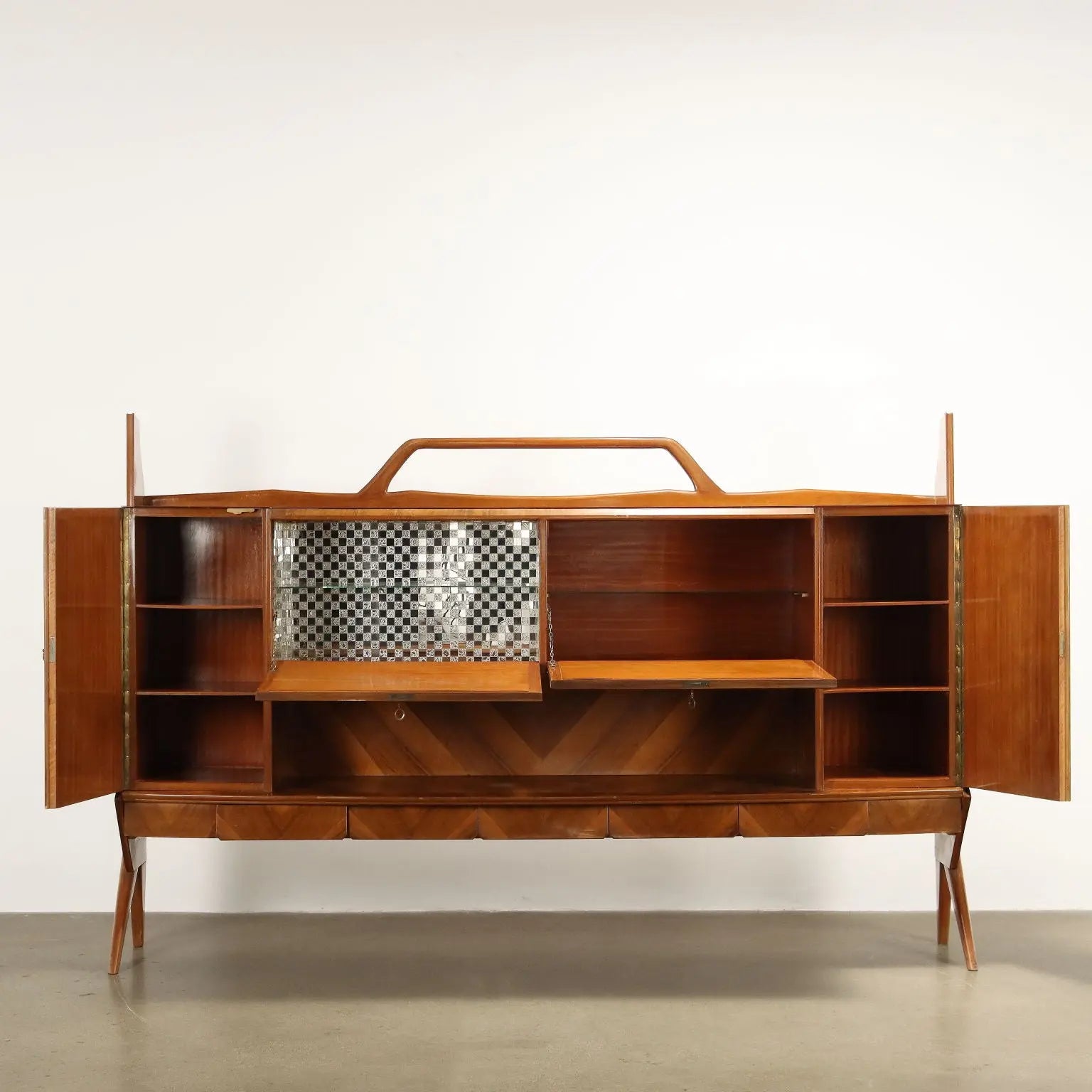 Vintage Cupboard Walnut Veneer Glas Italy 1950s-1960s | Modernism | Furnitures