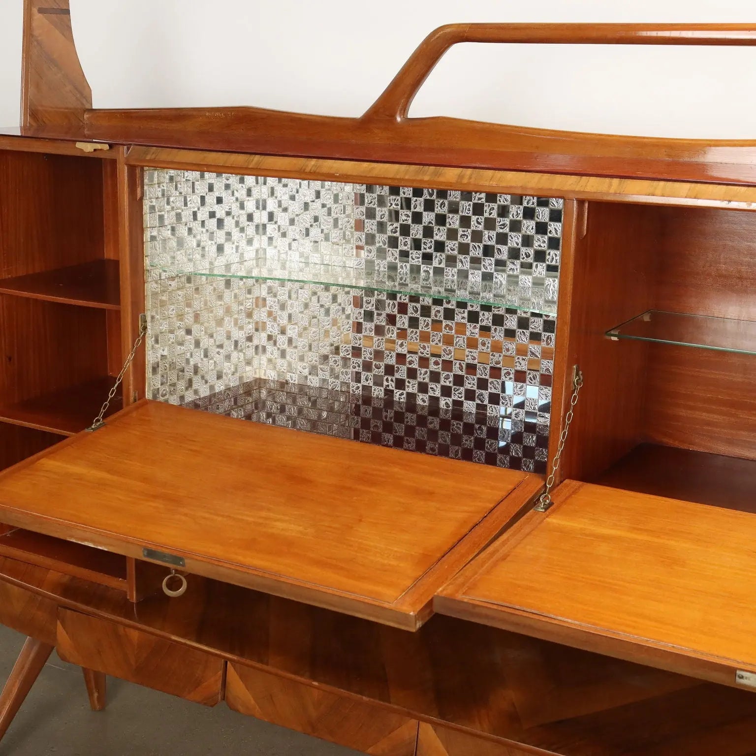 Vintage Cupboard Walnut Veneer Glas Italy 1950s-1960s | Modernism | Furnitures