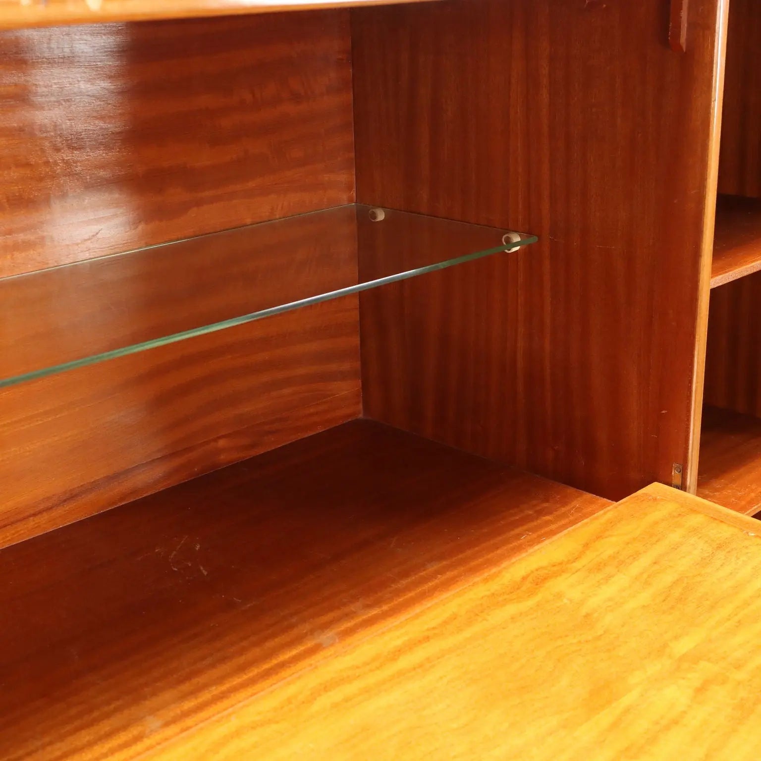Vintage Cupboard Walnut Veneer Glas Italy 1950s-1960s | Modernism | Furnitures