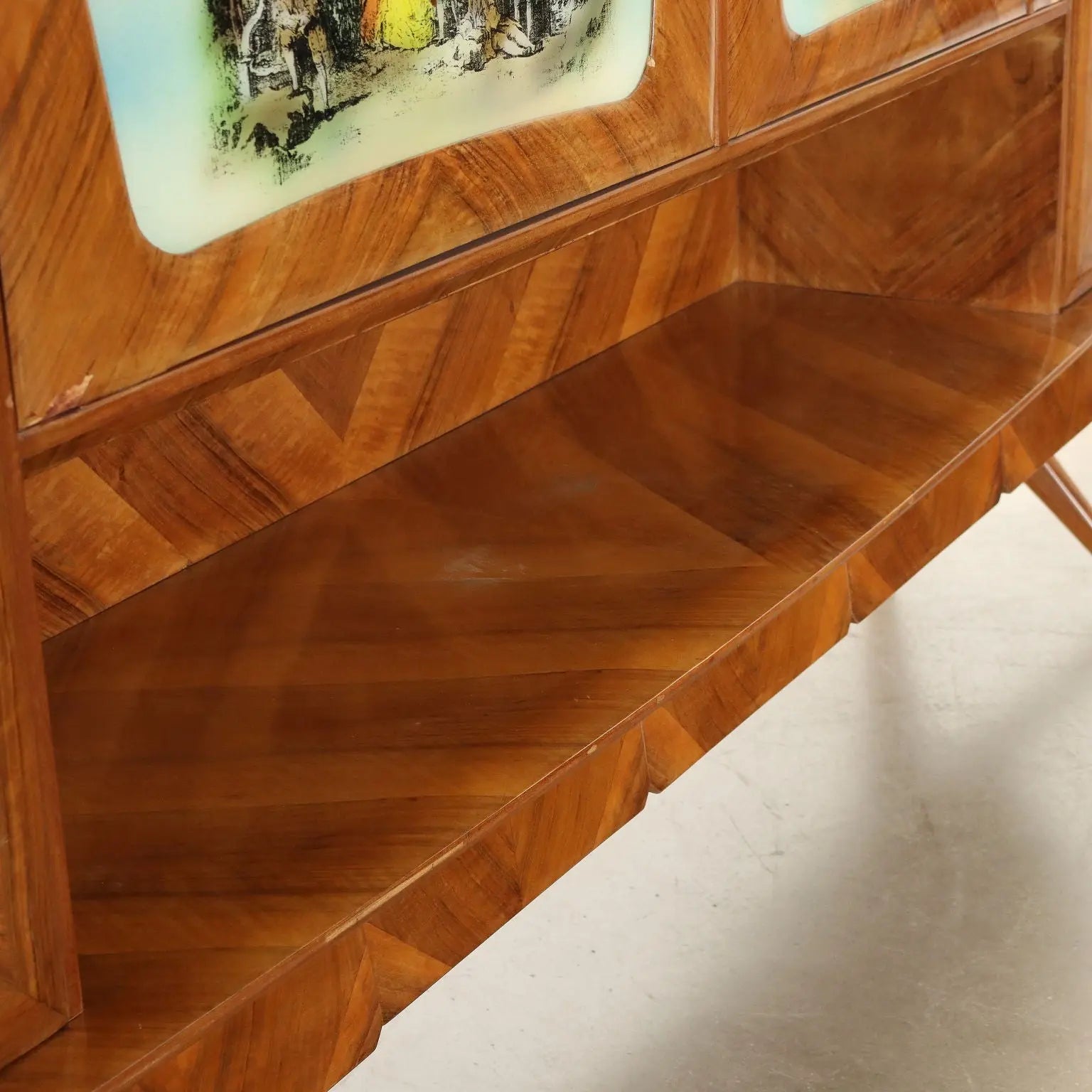 Vintage Cupboard Walnut Veneer Glas Italy 1950s-1960s | Modernism | Furnitures