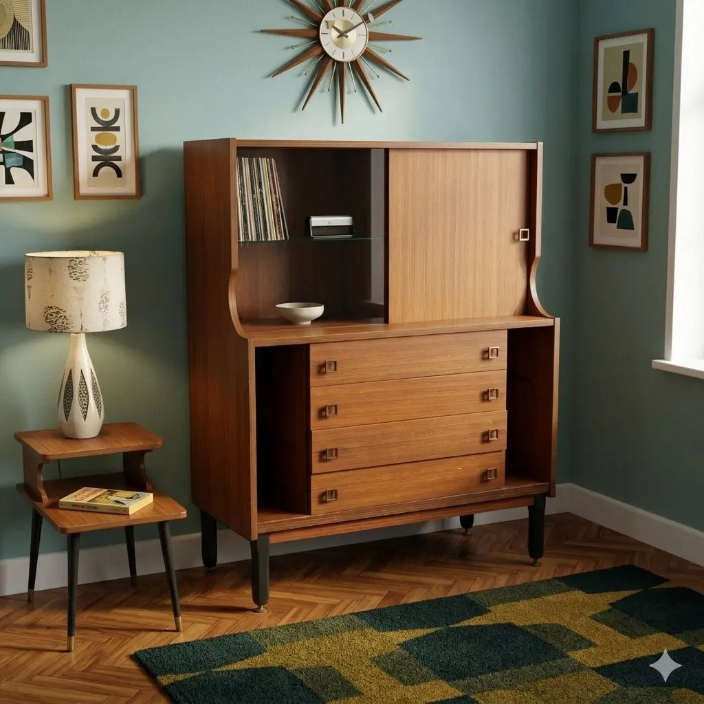 Vintage Cupboard Exotic Wood Veneer Italy 1960s | Modernism | Furnitures