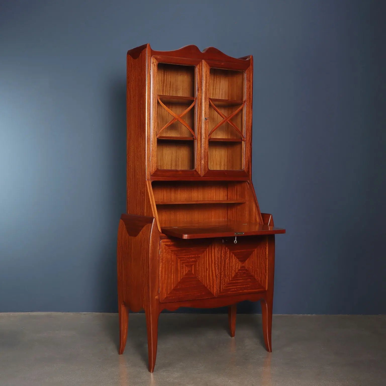 Vintage Trumeau Mahogany Wood Veneer Italy 1950s | Modernism  Furnitures