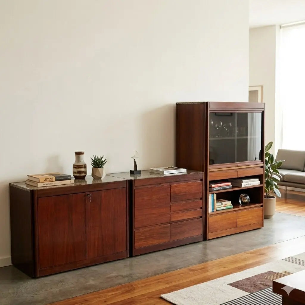 Molteni 4D Cabinets Vintage Design A. Mangiarotti 1970s - 70's | Modernism | Furnitures