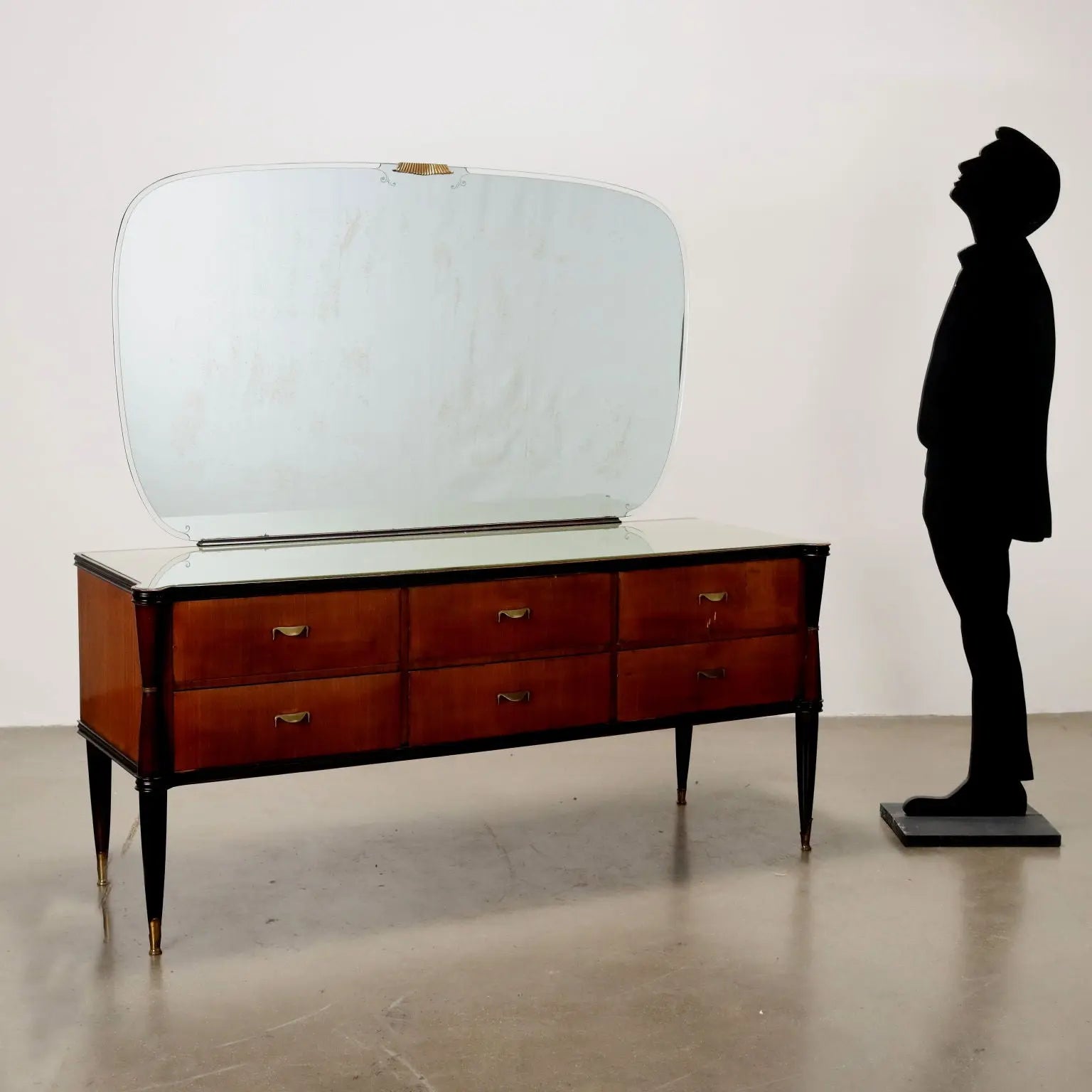 Vintage Cupboard Wood Glass Top with Mirror Italy 1950s-1960s | Modernism  Furnitures