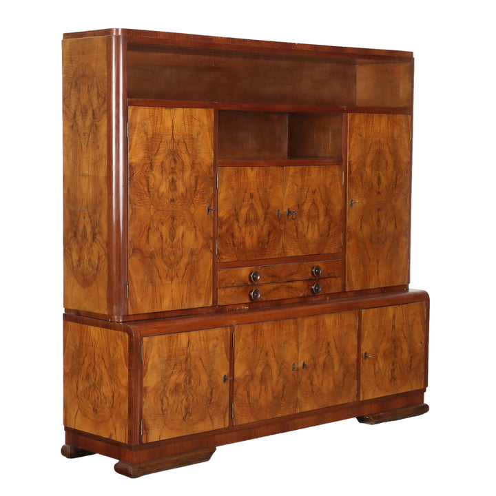 Vintage Deco Cupboard Walnut Burl Veneer Drawers Italy 1940s - Italy | Modernism  Furnitures