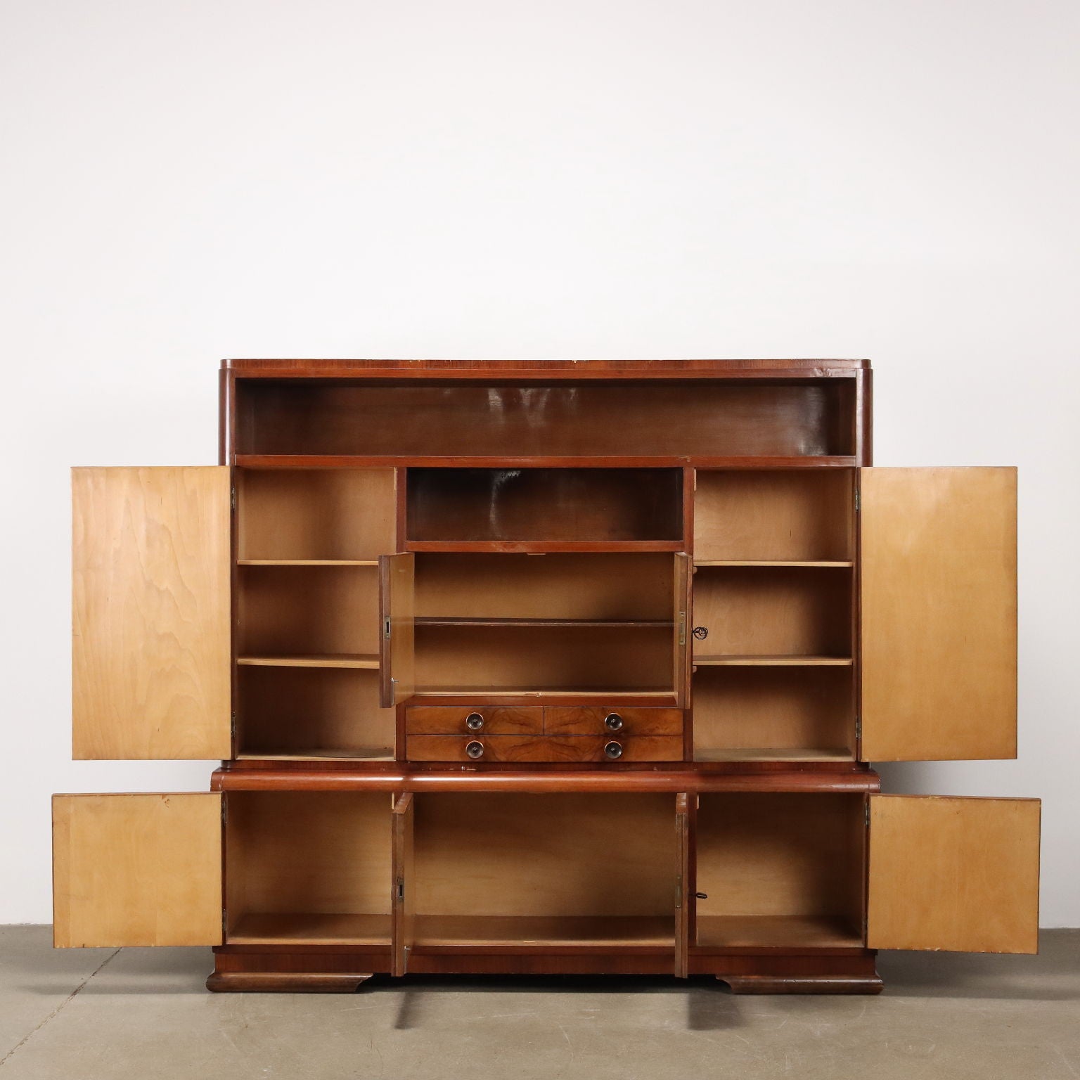 Vintage Deco Cupboard Walnut Burl Veneer Drawers Italy 1940s - Italy | Modernism  Furnitures