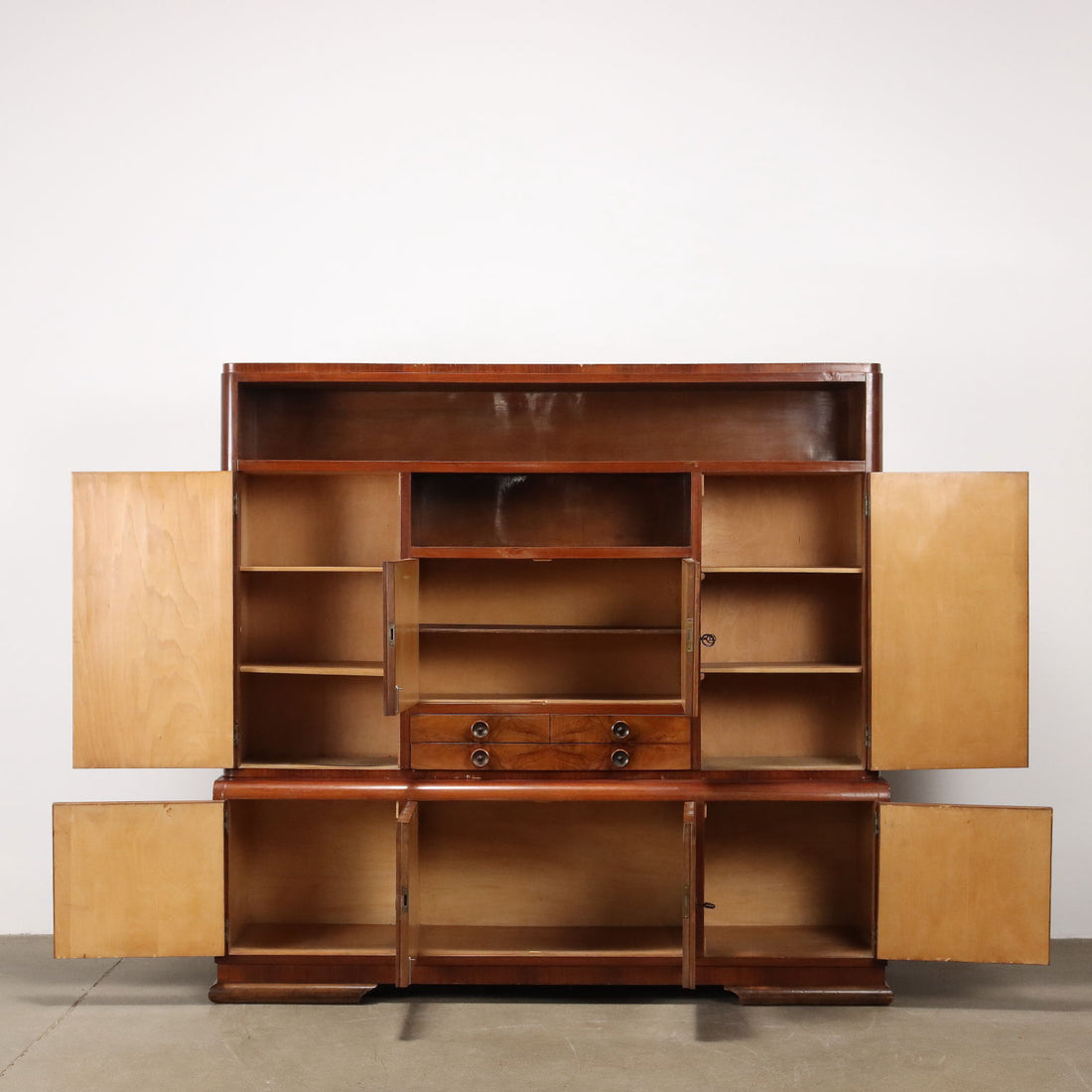 Vintage Deco Cupboard Walnut Burl Veneer Drawers Italy 1940s - Italy | Modernism  Furnitures