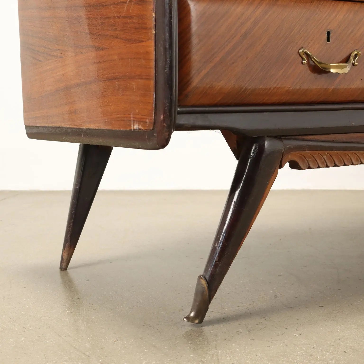 1950s-60s Exotic Wood Dresser with Mirror