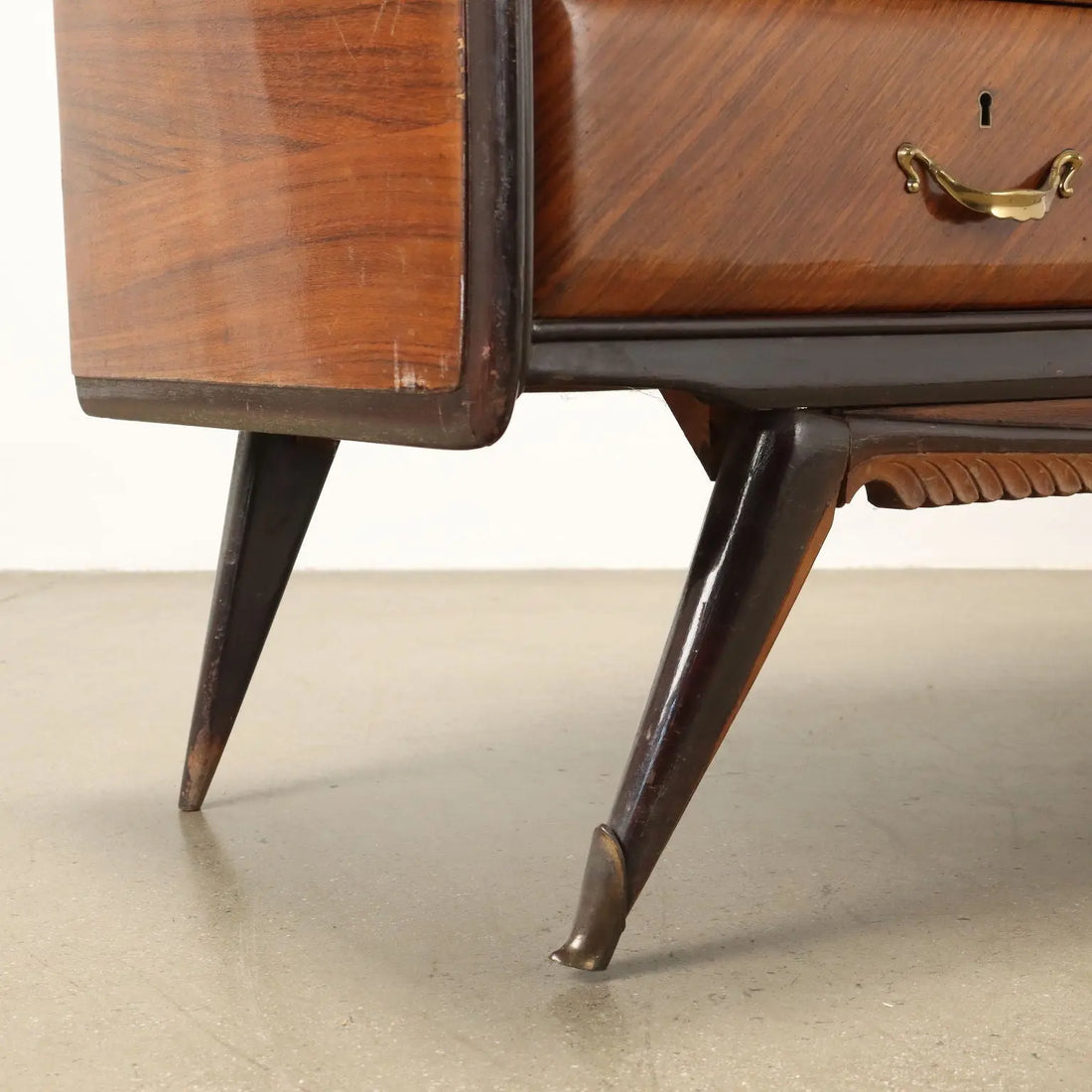 1950s-60s Exotic Wood Dresser with Mirror