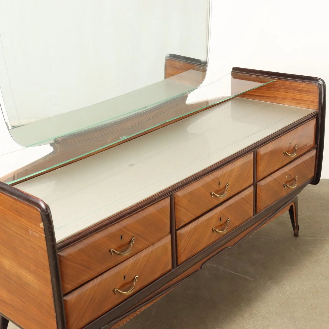 1950s-60s Exotic Wood Dresser with Mirror