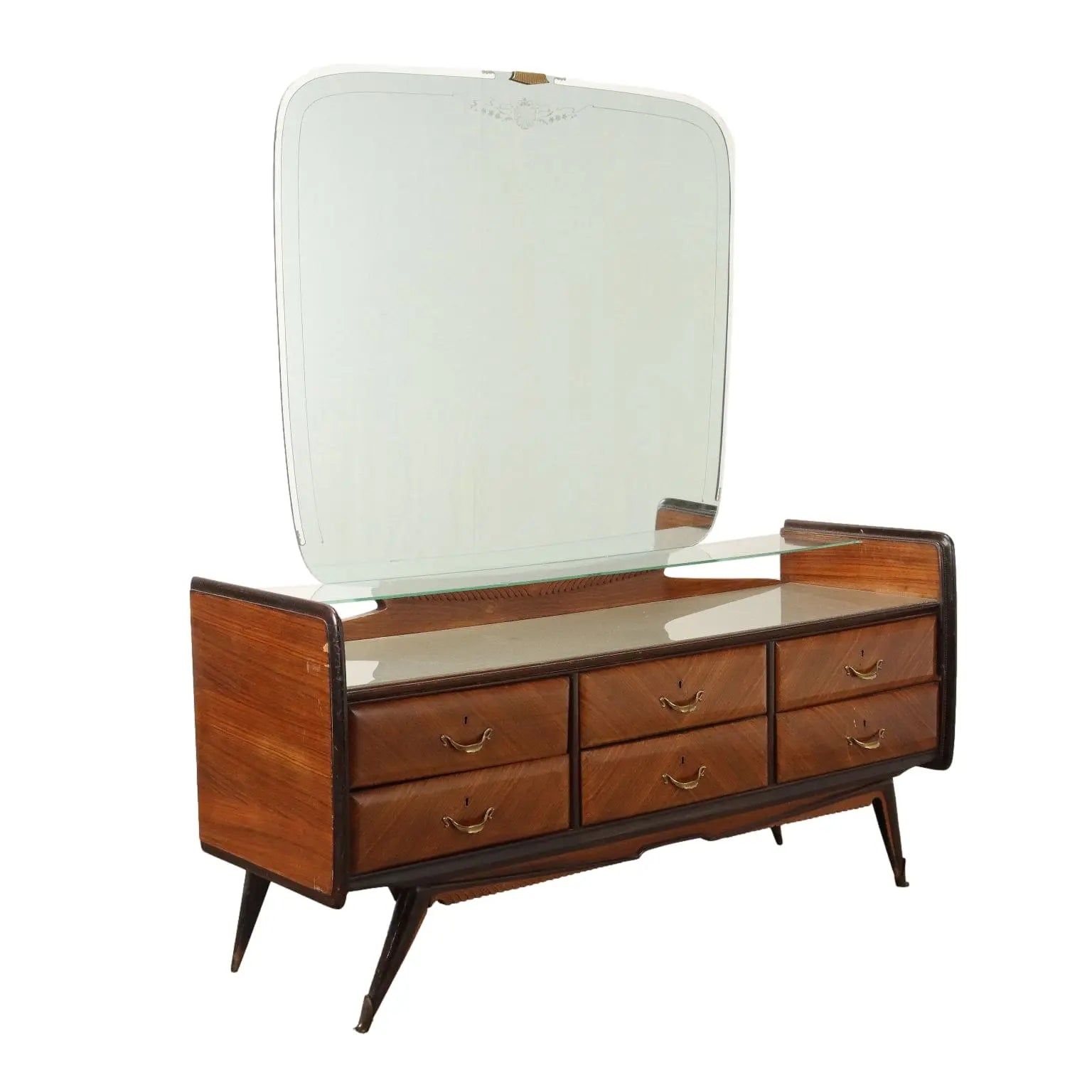 1950s-60s Exotic Wood Dresser with Mirror