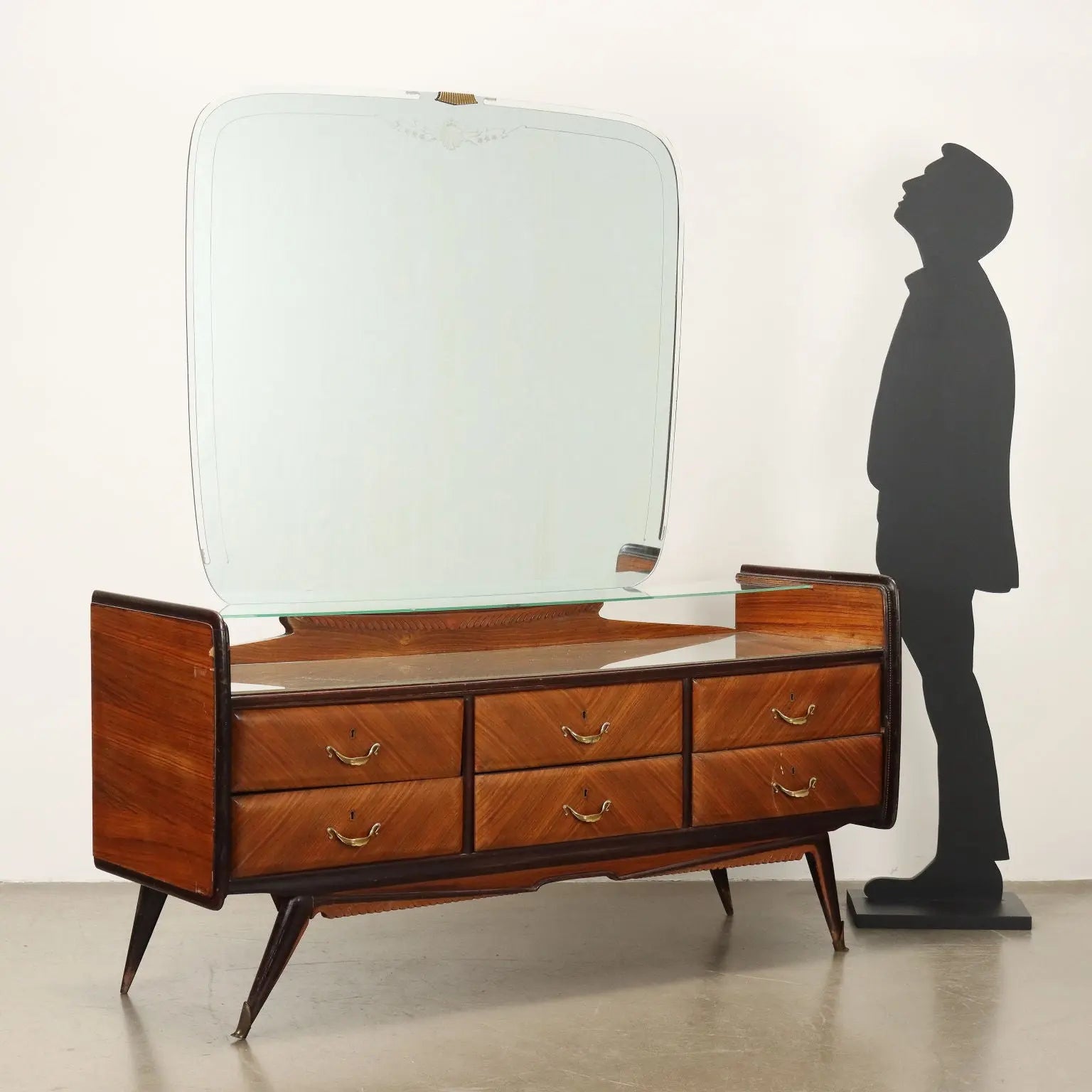 1950s-60s Exotic Wood Dresser with Mirror