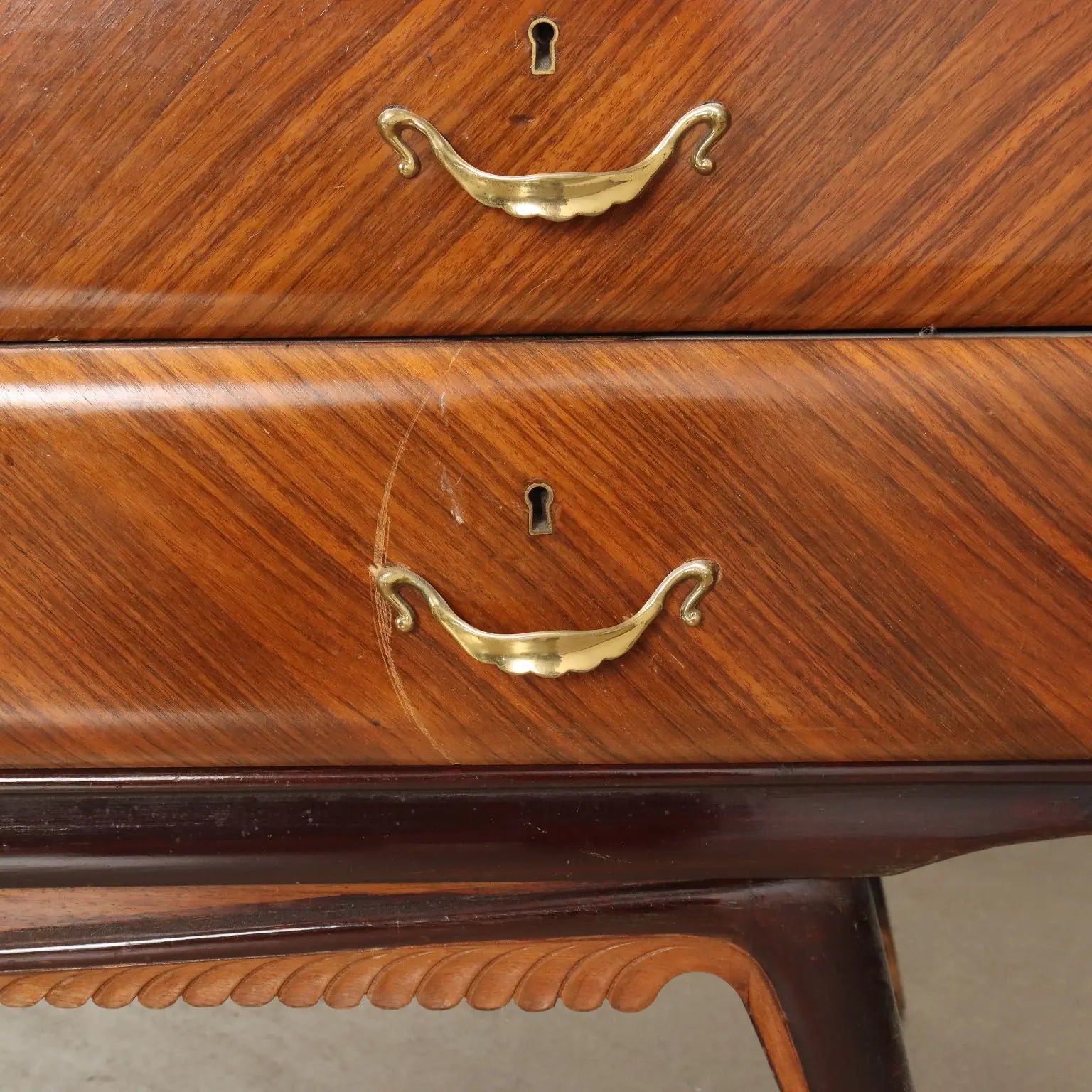 1950s-60s Exotic Wood Dresser with Mirror