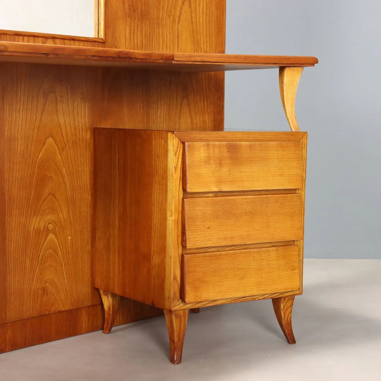 Vintage Dressing Table Oak Veneer Glass Design Italy 1950s-1960s | Modernism | Furnitures