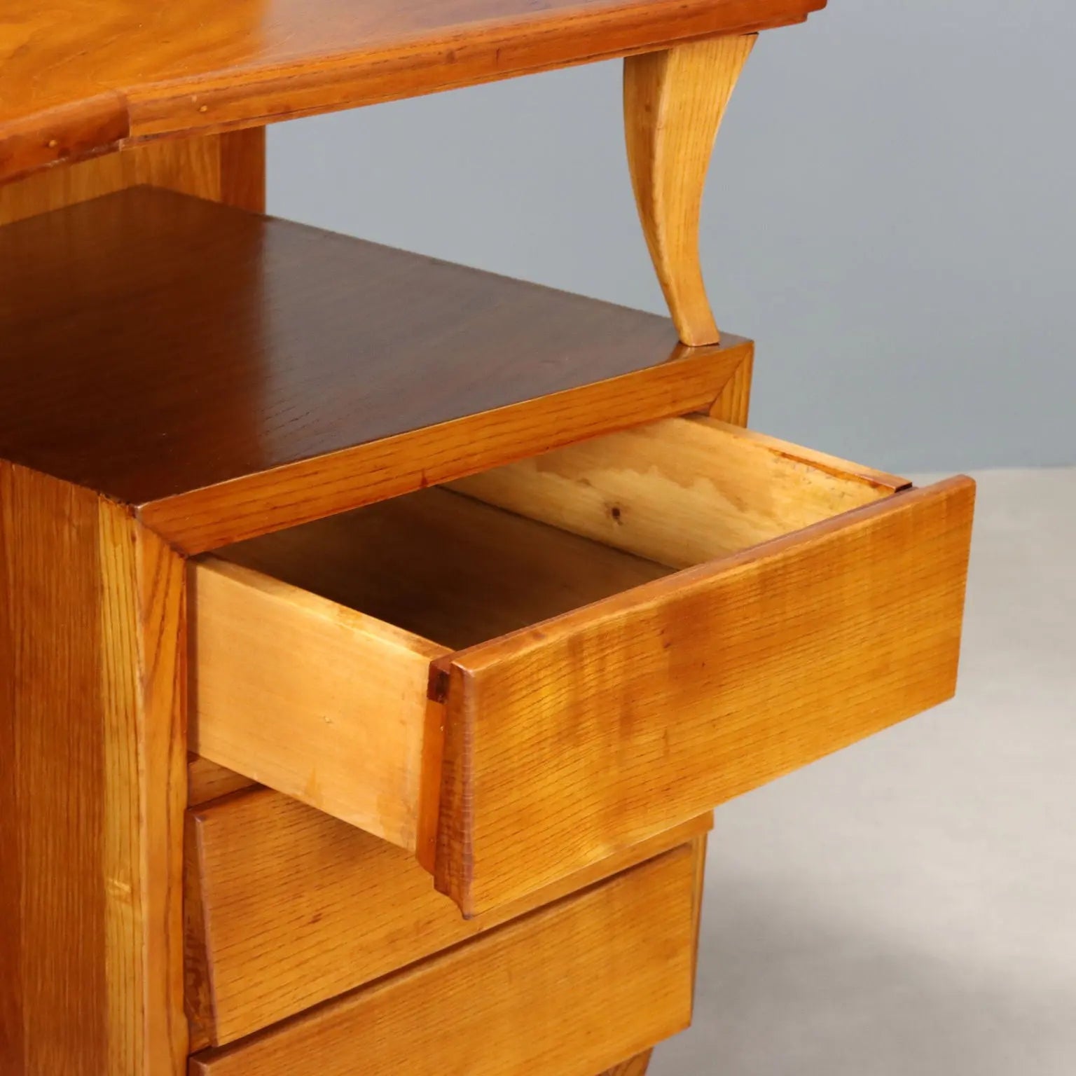 Vintage Dressing Table Oak Veneer Glass Design Italy 1950s-1960s | Modernism | Furnitures